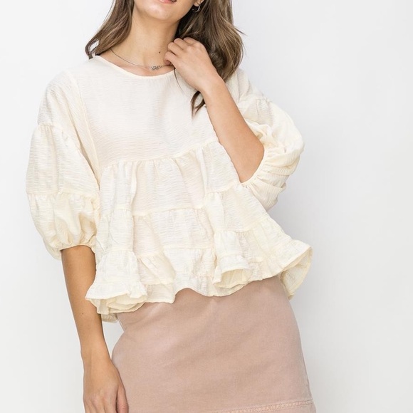 42 BEAUTIFUL SHORT SLEEVE BABYDOLL BLOUSE - Picture 4 of 5